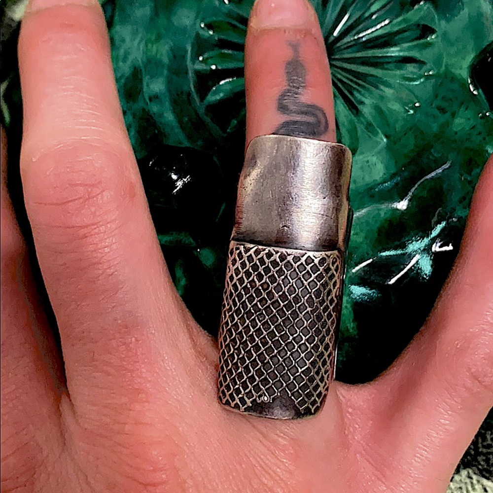 Huge Brutalist Solid Sterling Silver Statement Ri… - image 7